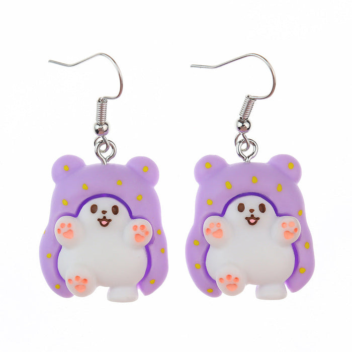 Wholesale Cartoon Animal Hopping Bear Earrings JDC-NS-NiQing013