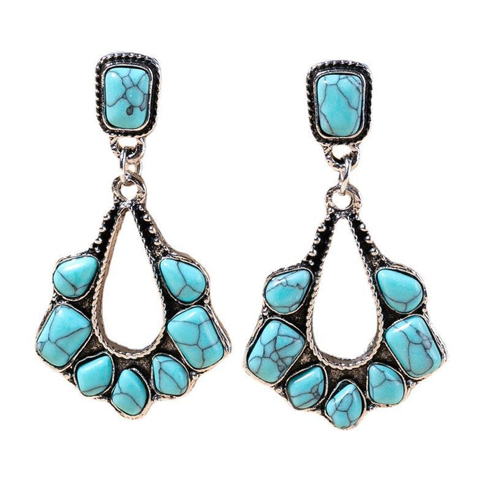 Wholesale Earrings Turquoise Geometric Boho Ethnic MOQ≥2 JDC-ES-haob020