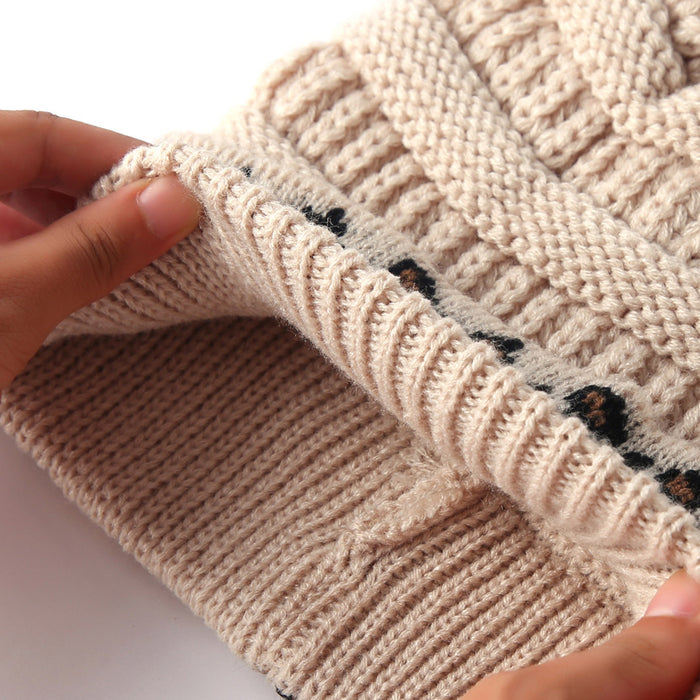 Wholesale Winter warm leopard print knitted hat
