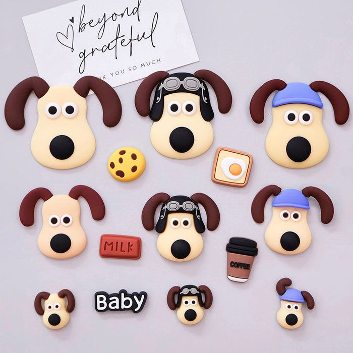 Wholesale 5pcs Cartoon Soft Rubber  Accessories Mobile Phone Shell Patch Hole Shoes Mouthwash Cup Three-dimensional Sticker  Puppy