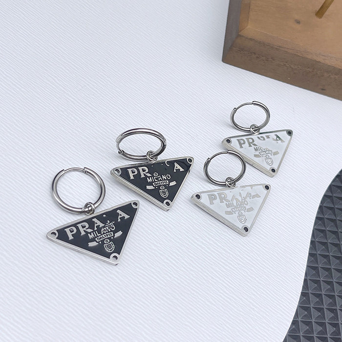 Wholesale Titanium Steel Triangle Earrings JDC-ES-YiL001