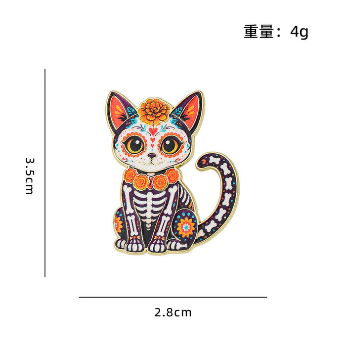 Wholesale Zinc Alloy Enamel Skull Brooch Pin Day Of The Dead  Party Gift Clothing Decoration