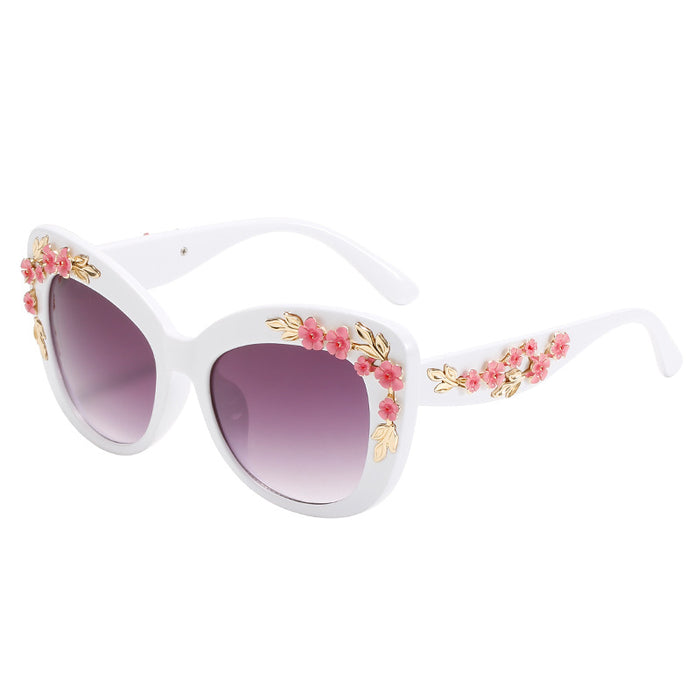 Wholesale Cat-Eye Floral Gradient Sunglasses