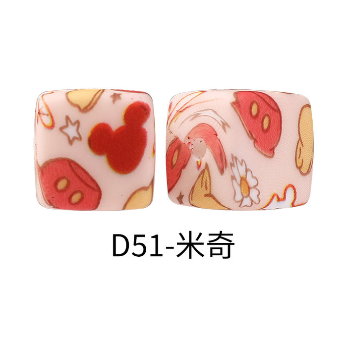 Wholesale Random 100pcs Watermark cube silicone beads jewelry beaded bracelet accessories square printed silicone beads