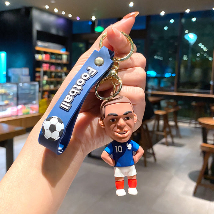 Wholesale Metal Soccer Star Cartoon Keychain Decorative Car Key Accessory MOQ≥2