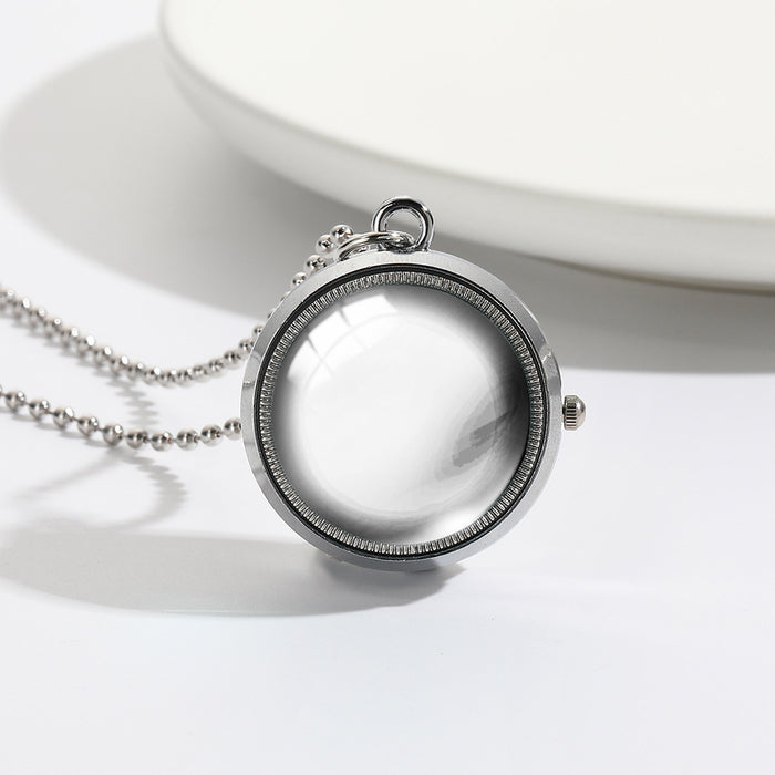 Wholesale Silver rotating pocket watch student flip necklace watch