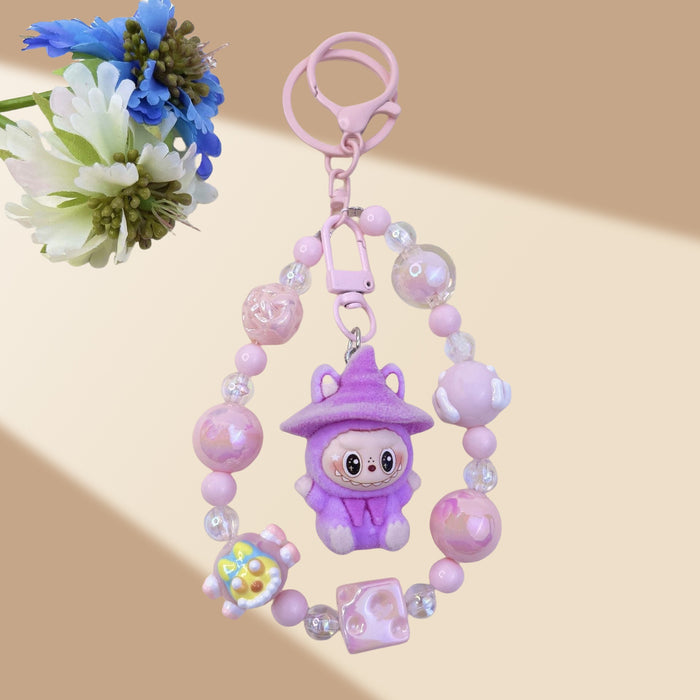 Wholesale Flocked Wizard Beaded Keychain
