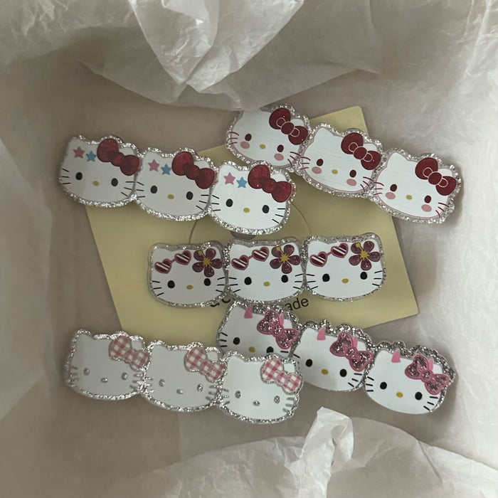 Wholesale Acrylic three-piece cat hairpin sweet and versatile girl side duckbill clip hairpin hair accessories