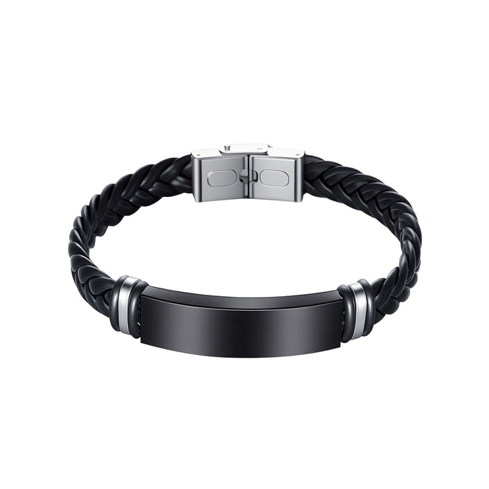 Wholesale Twist Woven Leather Stainless Steel Bracelet Fashion Accessory