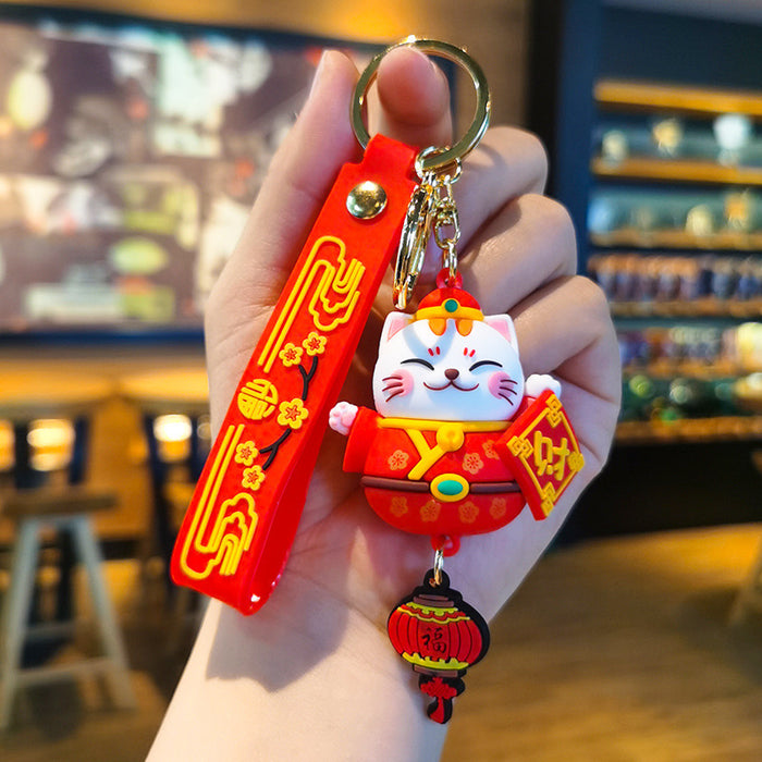 Wholesale Lucky Bag Lucky Cat Rubber Keychain JDC-KC-Tingm030