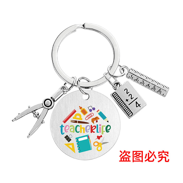 Wholesale Teacher's Day Metal Engraving Keychains JDC-KC-GangGu054