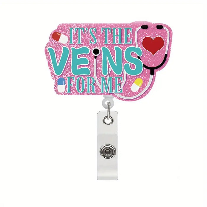 Wholesale Acrylic Glitter Nurse Badge with English Letters Easy-pull Buckle JDC-KC-KaMei005