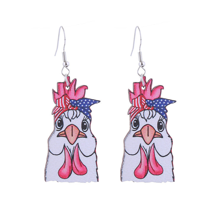 Wholesale Wooden Printed American Independence Day Earrings JDC-ES-ChouTteng013