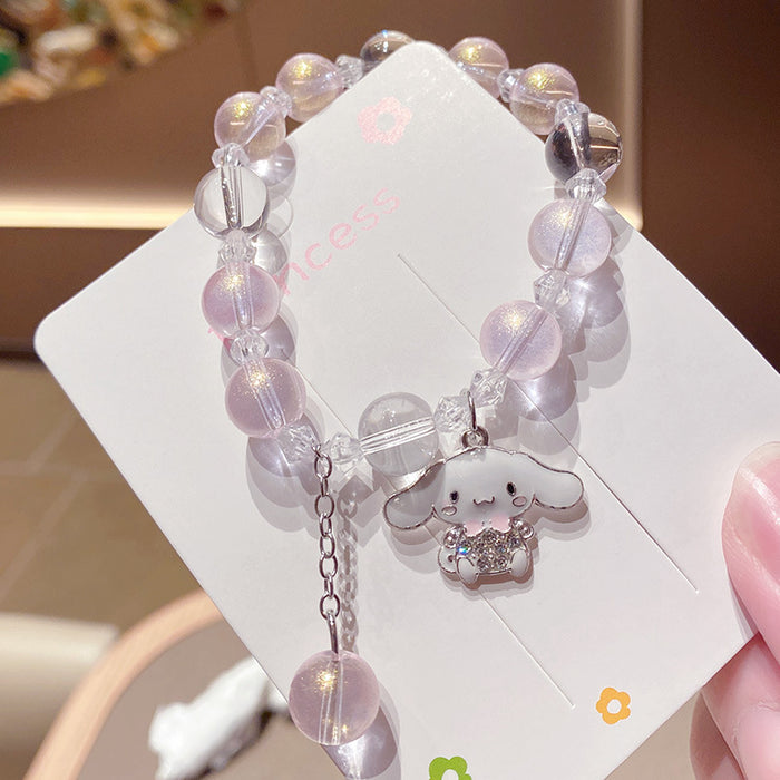 Wholesale Cute Cartoon Puppy Crystal Bead Bracelet for Travel Souvenir Gift MOQ≥3