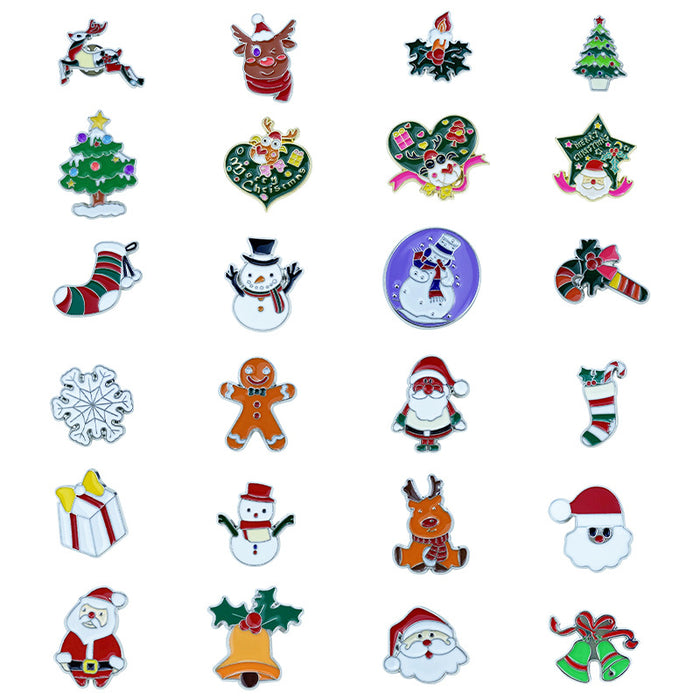 Wholesale Christmas Cartoon Brooch Set Santa Reindeer Tree Bell Zinc Alloy Pins Chic Holiday Party Accessor MOQ≥2y