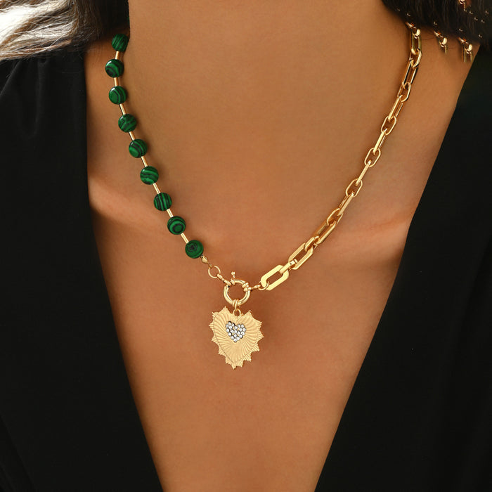 Wholesale Fashion jewelry diamond heart zinc alloy pendant necklace