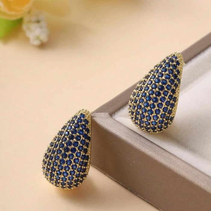 Wholesale Alloy Micro-inlaid Diamond Water Drop Earrings JDC-ES-ZhuoM001