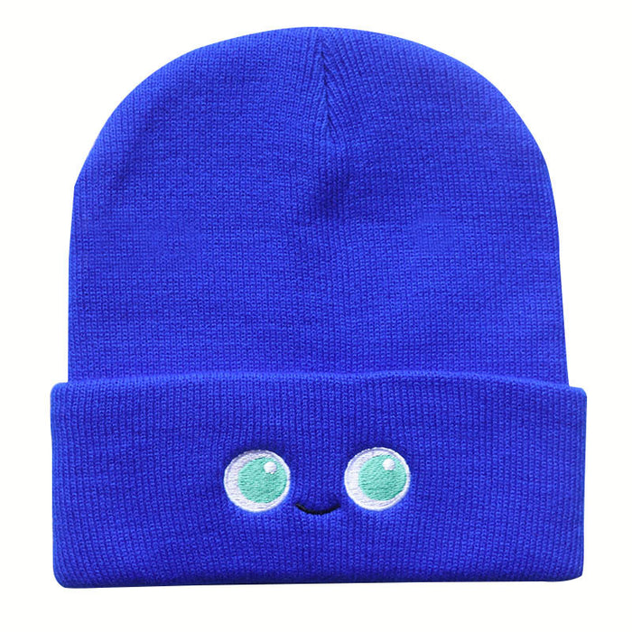 Wholesale Cartoon Cute Smiley Face Embroidery Acrylic Knitted Beanie JDC-FH-LvH015