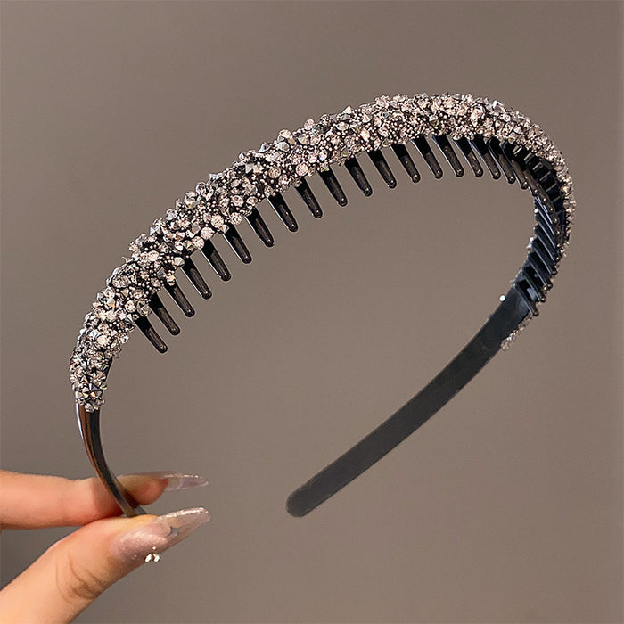 Wholesale Rhinestone Toothed Non-slip Face Washing Hair Band High Cranial Top Head Band