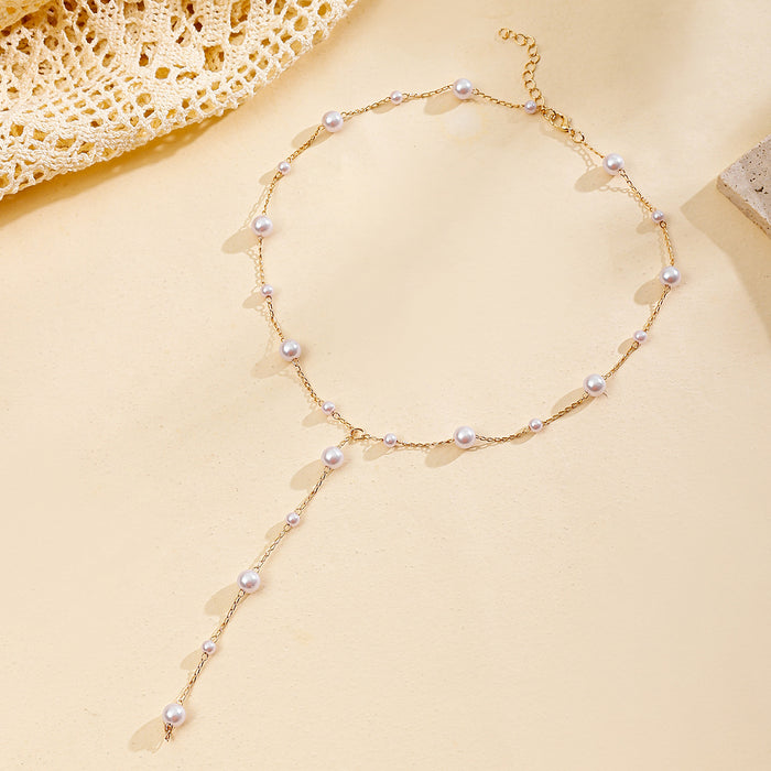 Wholesale Jewelry temperament pearl necklace versatile light luxury tassel sweater chain fashionable accessories