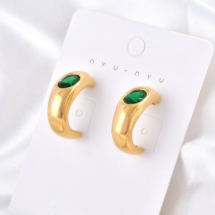Wholesale fashionable stainless steel inlaid zircon earrings for wome