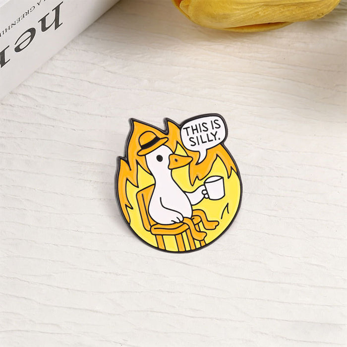 Wholesale Modern Cartoon Duck Brooch Pin Zinc Alloy Baked Paint Backpack Accessory