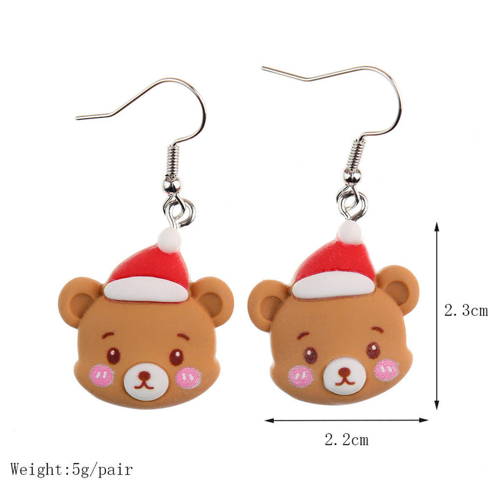 Wholesale Earrings Resin Christmas Cute Cartoon JDC-ES-niqing005