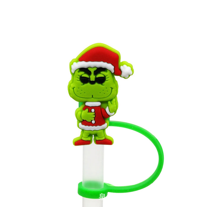 Wholesale 10PCS Christmas Cartoon Series Silicone Straw Set JDC-SCR-KuaJ002