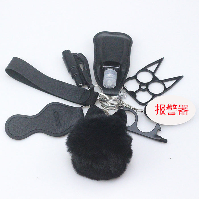 Wholesale Multifunctional Fur Ball PU Leather 9-piece Keychain JDC-KC-TouMS083