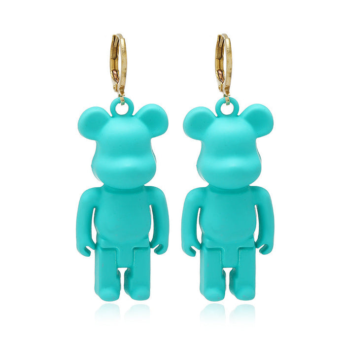 Wholesale Earrings Leather Color Bear Pendant (F) JDC-ES-ZL010