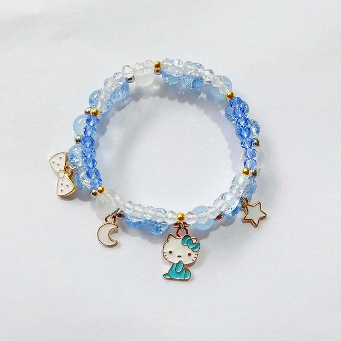Wholesale Cat pendant flower bead bracelet niche design cute girls bracelet girlfriends gift