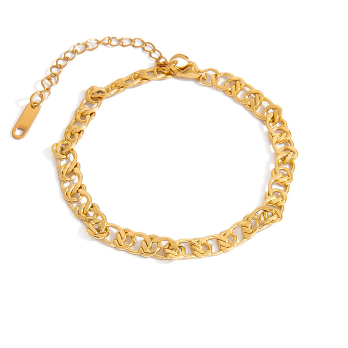 Wholesale Stainless steel bracelet elegant heart Cuban chain metal bracelet three-dimensional hollow round bracelet