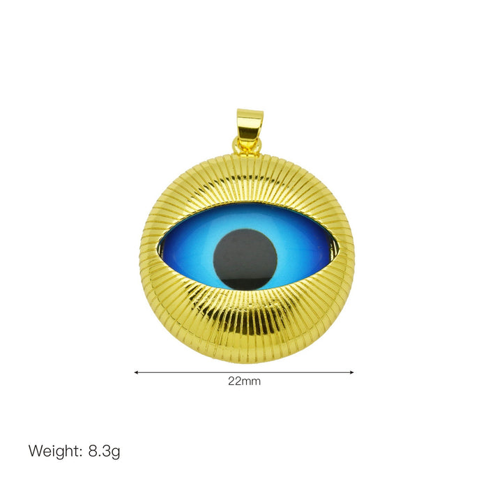 Wholesale Striped heart-shaped love heart eye devil eye copper gold-plated necklace pendant jewelry pendant