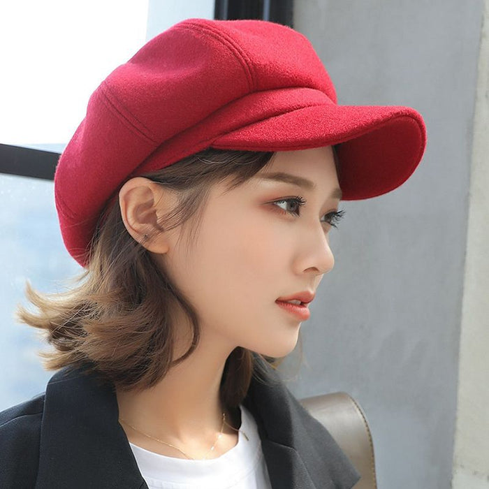 Wholesale Hat women's autumn and winter all-match octagonal hat woolen winter fashion beret