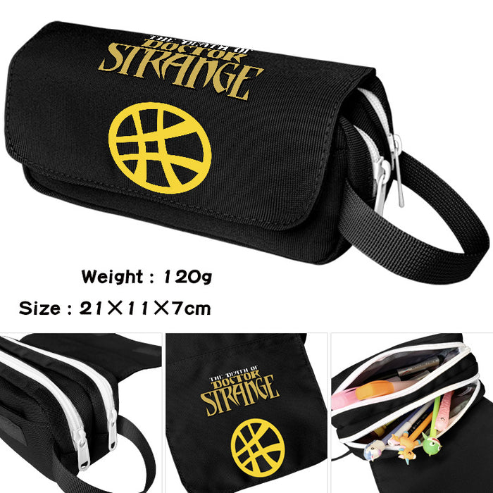 Wholesale Cartoon Canvas Pencil Case Double Layer Large Capacity Waterproof With Handle For Students
