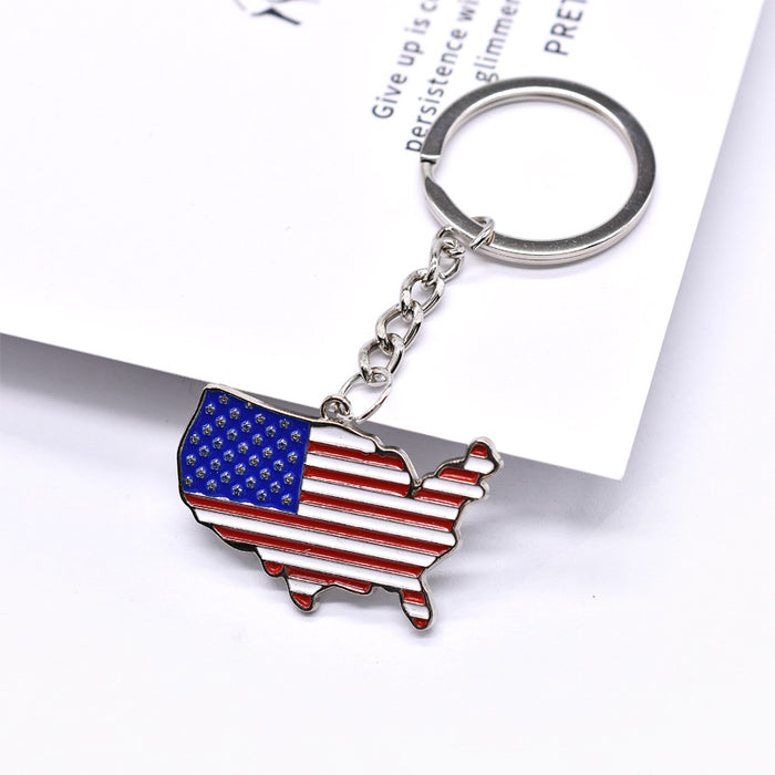 Wholesale American Flag Independence Day Zinc Alloy Keychain JDC-KC-TianG030