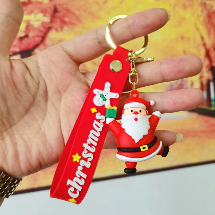 Wholesale Silicone Christmas Keychain Cute Cartoon Pendant