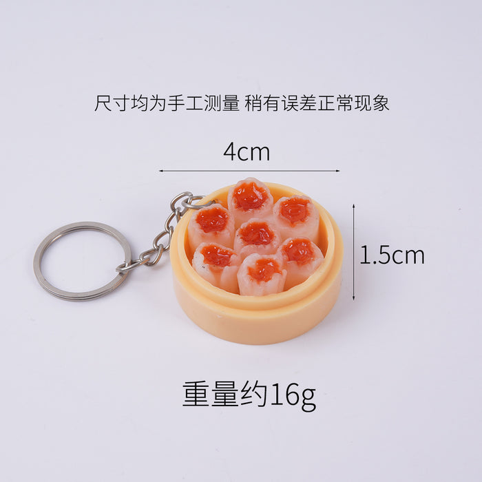 Wholesale Stylish Dim Sum Steamer Basket Keychain PVC Food Charm Car Key Accessory Gift MOQ≥3