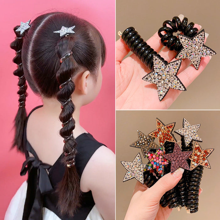 Wholesale Rhinestone Star Polyurethane Phone Cord Children's Hair Tie JDC-HS-Yiyan004