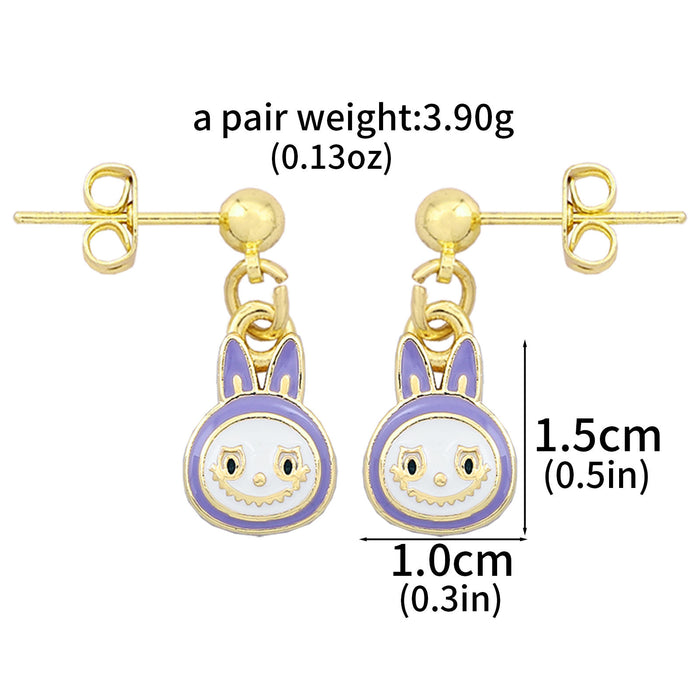 Wholesale Necklace Earrings  Cartoon Cute Metal Enamel Set Pendant Ear Pin Holiday Gift