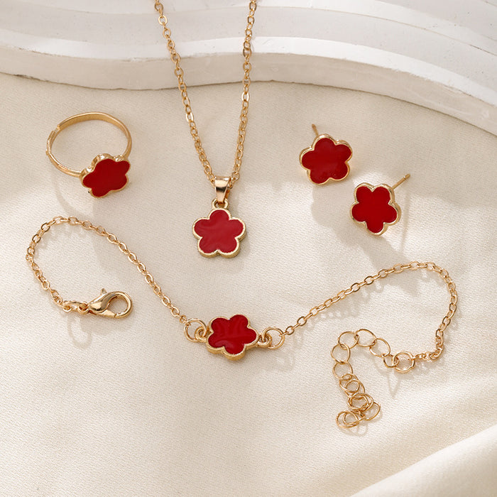 Wholesale Alloy Five-leaf Clover Jewelry Set JDC-BT-ChaoKai003