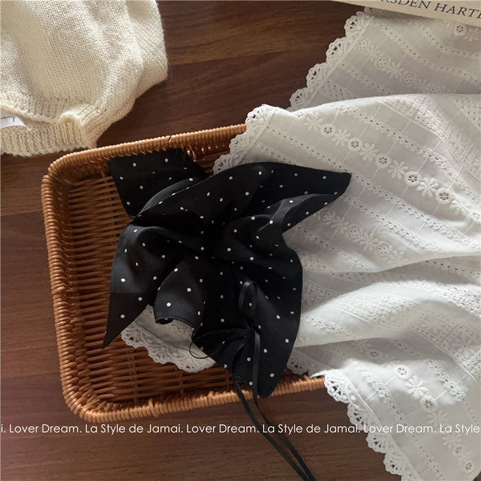 Wholesale Advanced texture polka dot bow square headband ponytail headpiece tie hair accessory