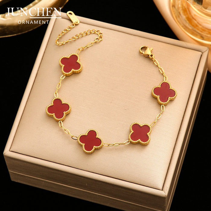 Wholesale  Titanium Steel Bracelet Four-leaf Clover