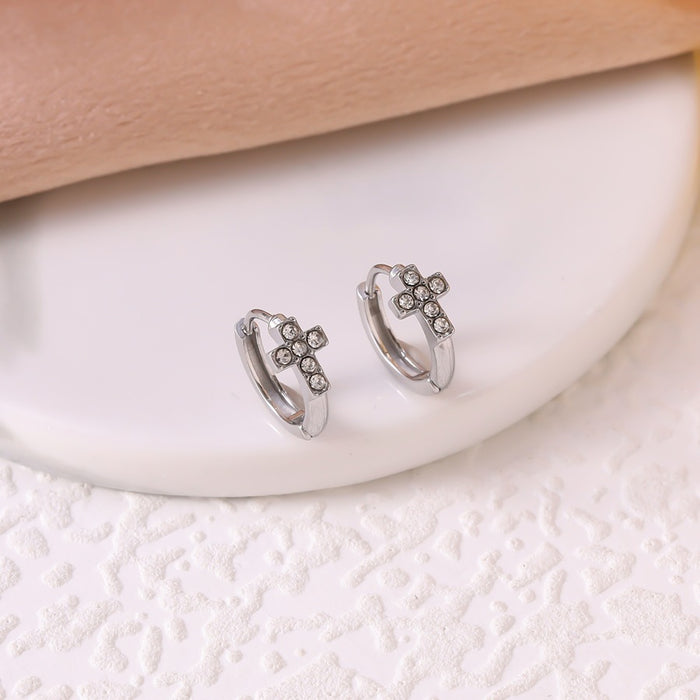 Wholesale Simple cross Titanium Steel earrings