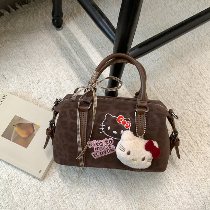 Wholesale Cute embroidered cartoon retro leopard print handbag