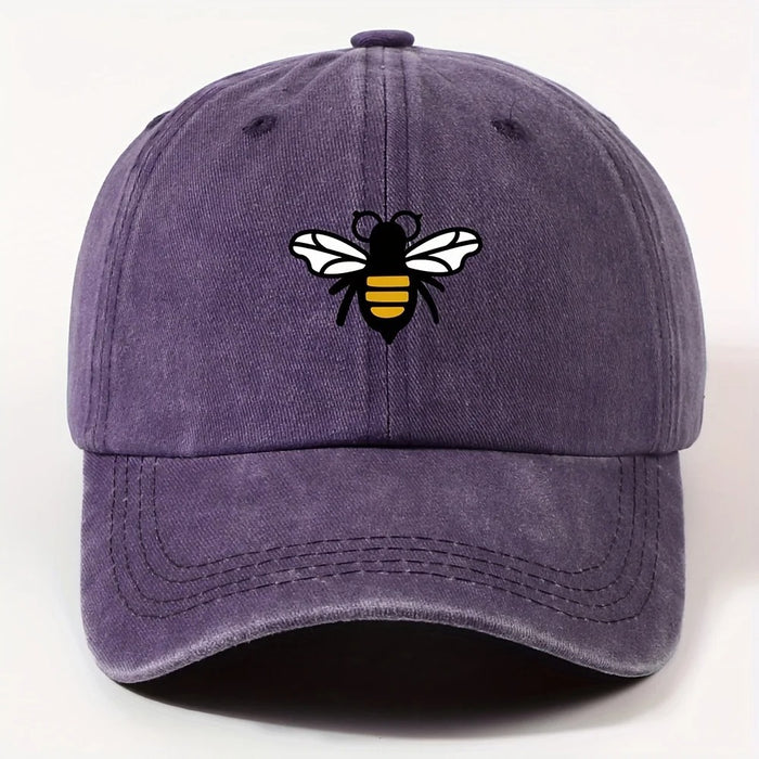 Wholesale Washed Distressed Cartoon Bee Print Baseball Cap Everyday Casual Fashion Accessory