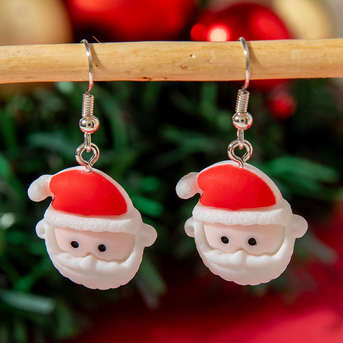 Wholesale Resin Christmas Earrings Santa Reindeer Snowman Cute Sweet Ear Studs Jewelry MOQ≥2