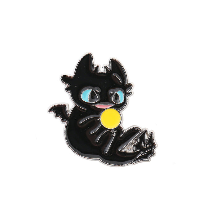 Wholesale Electroplated Metal Cartoon Dragon Brooch Pin Black Casual Fashion Accessory For Backpack And Clothing
