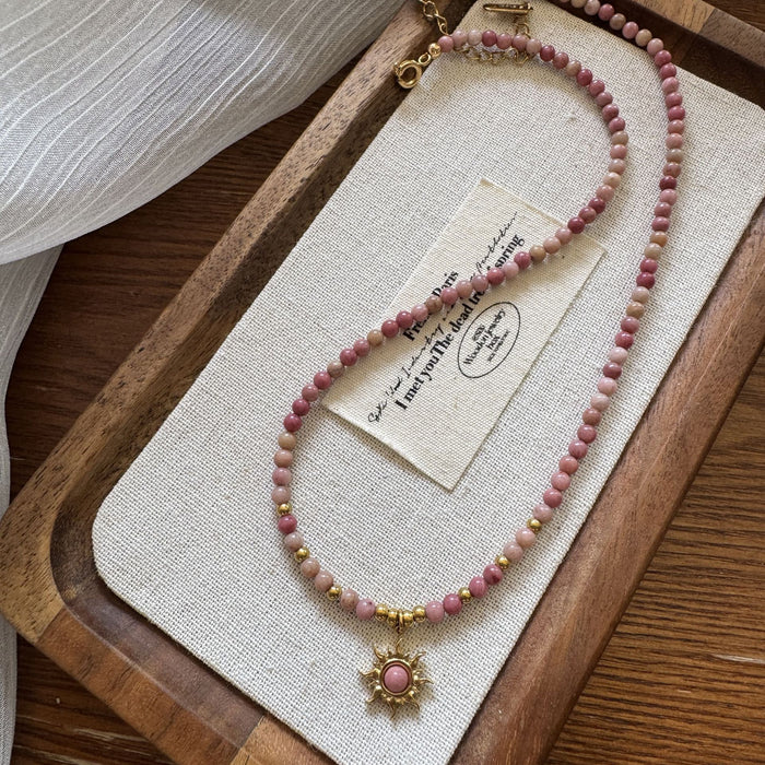 Wholesale Natural stone bead necklace light luxury niche retro red patterned stone layered turquoise high-end necklace