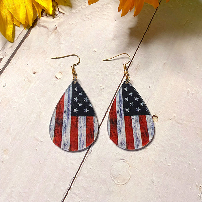 Wholesale Flag Earrings Independence Day Acrylic Wood ing Earrings